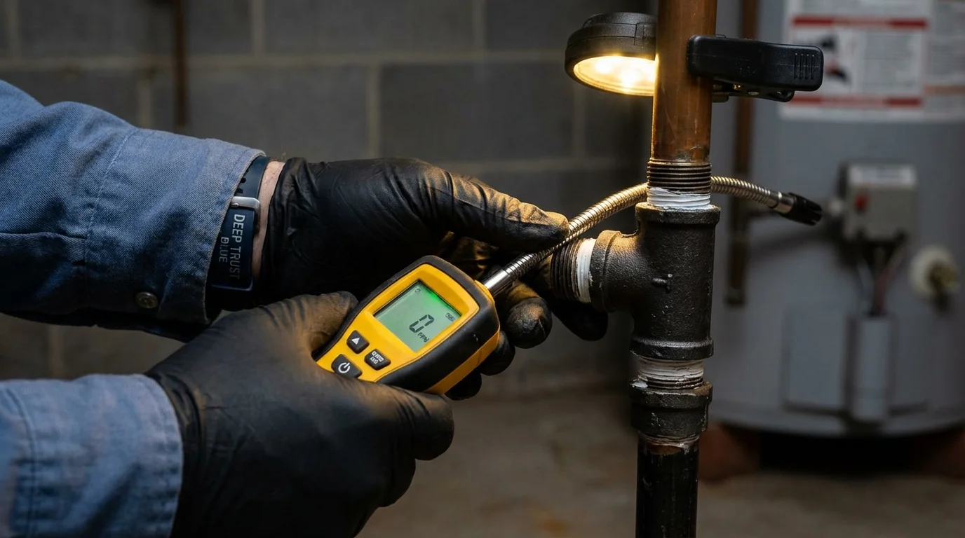 Gas leak detection with electronic sniffer by Johns Plumbing LLC in Silver Bay