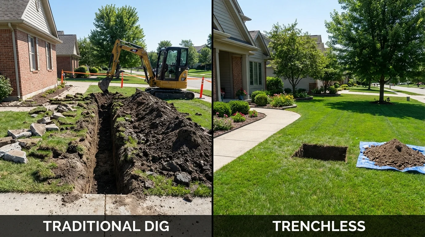 Trenchless sewer repair with minimal yard damage versus traditional excavation in Silver Bay, MN